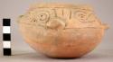 Monochrome rounded pottery bowl - incised decoration around rim; 3 (formerly 4)