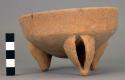 Medium-sized tripod pottery bowl with rattle legs (one missing) - Armadillo ware