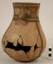 Pataky polychrome pottery jar - head broken, legs missing