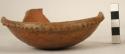 Red pottery incised jar, small bowl as cover