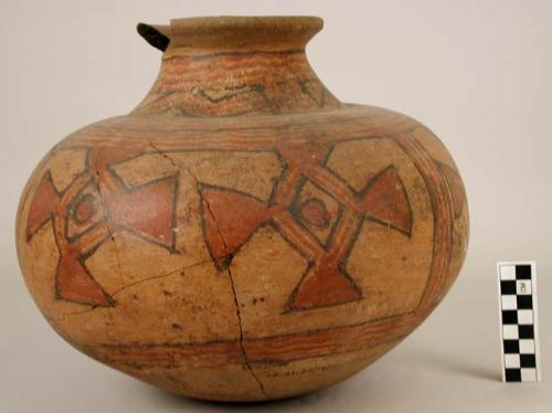 Large Carillo polychrome pottery jar - restored