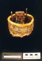 Plaited miniature peach basket with attached cradle kachina