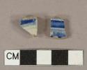 Gray salt glaze and blue lead glaze decorated stoneware vessel body fragment, gray paste, Westerwald type