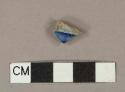 Gray salt glaze and blue lead glaze decorated stoneware vessel body fragment, gray paste, Westerwald type