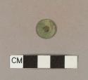Round, flat copper alloy shanked button, missing shank