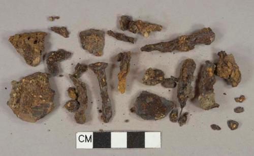 Ferrous metal nail fragments, 16 unidentified ferrous metal fragments