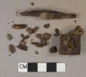 Ferrous metal fragments, 1 nail fragment