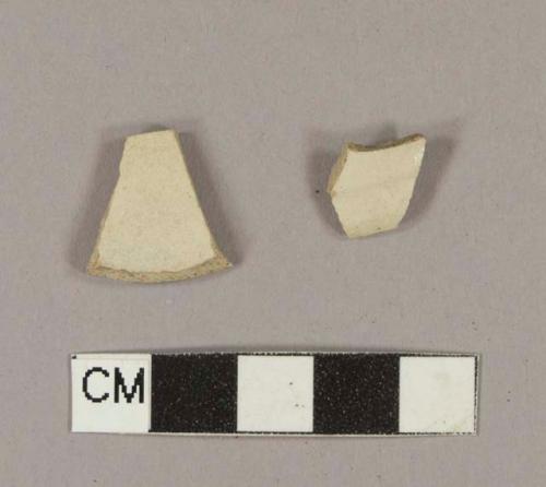 Undecorated white salt glaze stoneware body sherds