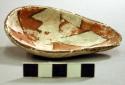 Polychrome pottery miniature ladle - red, brown, white