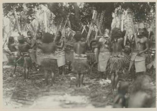 Group dancing under a tree