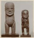 Two carved wooden anthropomorphic figurines