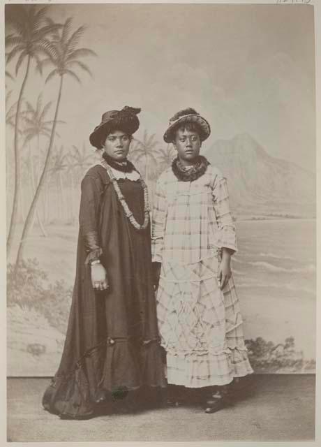 Studio portrait of two women