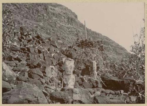 Stone carvings on rocky hillside