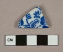 Blue on white hand painted porcelain body fragment, white paste