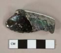 Dark olive green bottle glass body fragment