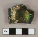 Dark olive green bottle glass body fragment