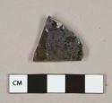 Dark olive green bottle glass body fragment