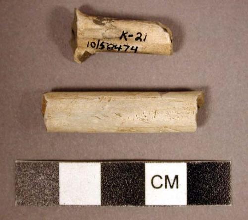 Pieces of white clay pipe stems, kaolin