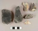 Coal fragments; clinker fragments; slag fragments