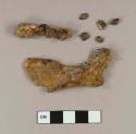 Iron hinge fragment; iron nail fragment; unidentified iron fragments