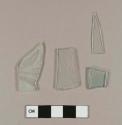 Aqua flat glass fragments; frosted and etched aqua flat glass fragment