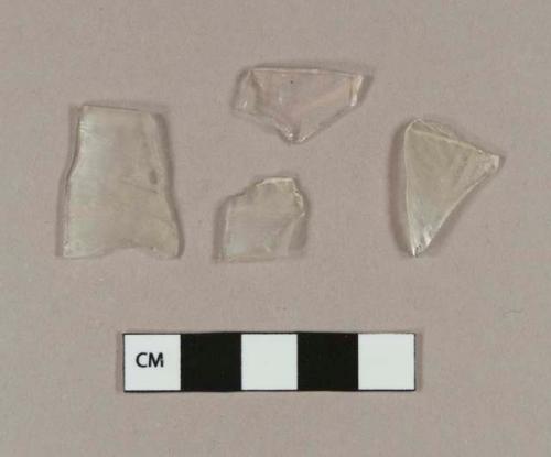 Colorless bottle glass fragments; colorless bottle glass rim fragment