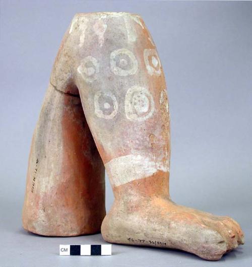Pot in shape of human foot, leg, and thigh