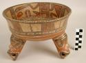 Polychrome pottery tripod bowl