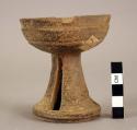 Mounted "bowl" or "cup" shape pottery vessel