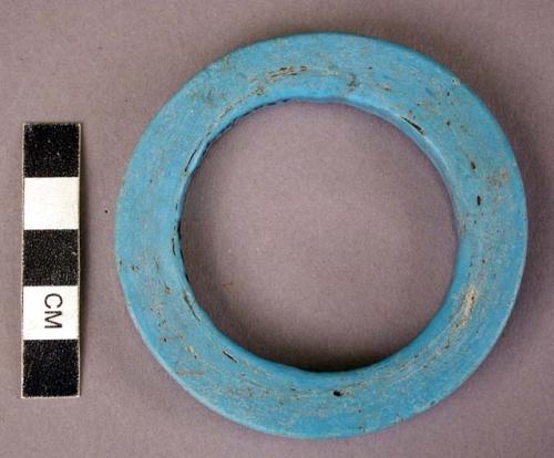 Irregular blue glass ring - opaque; red angular cross section