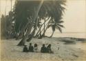 Children and boat on beach