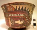 Bowl painted in polychrome with a masked "anthropomorphic mythical being"