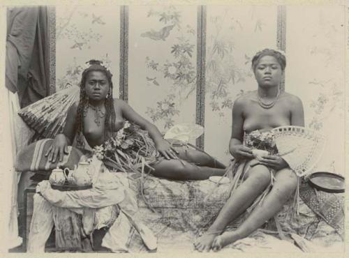 Studio portrait of two women