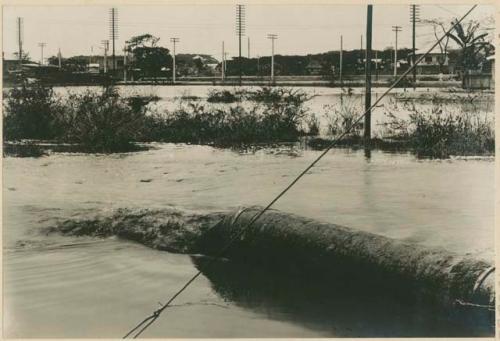 Pipe from dredger, Manila Bay