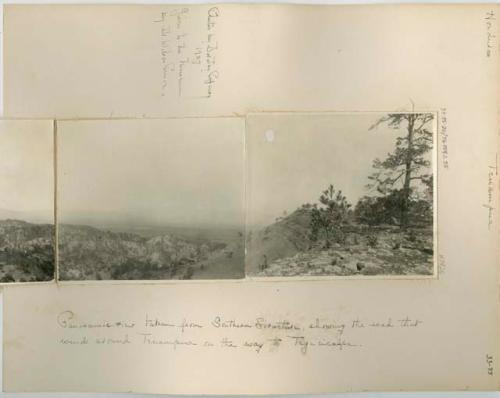 Panoramic view from Southern Structure, showing road winding around Tenampua