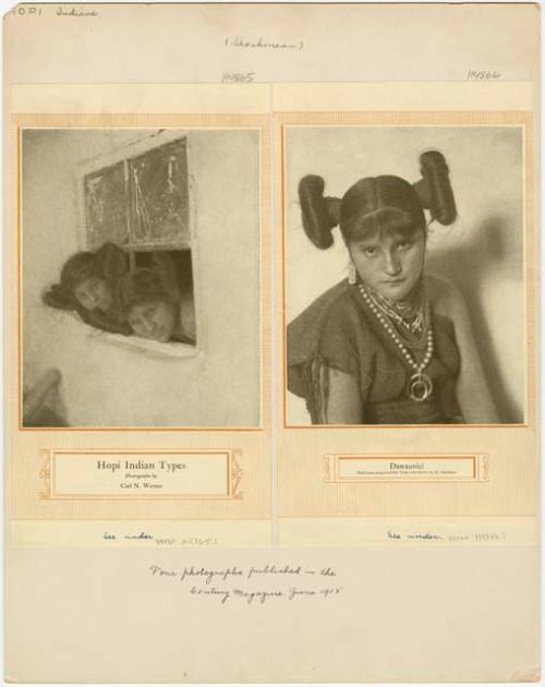 Two Hopi women looking out of a window, and Dawaunici