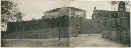 Nearer panoramic view of church at Santa Maria