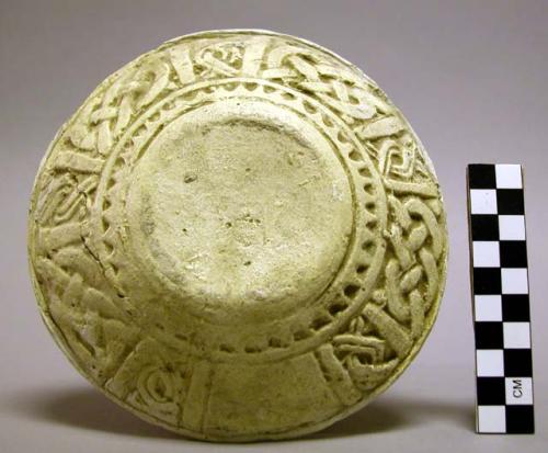 Plaster mould of incised interior of maya dish - dish may have been mould for im