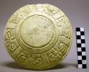 Plaster mould of incised interior of maya dish - dish may have been mould for im