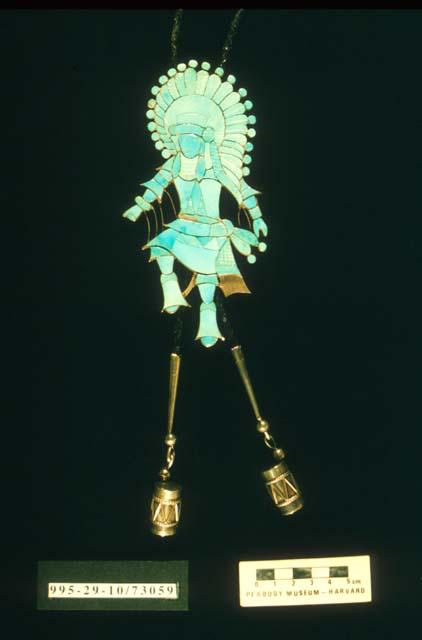 Plains dancer inlaid turquoise bolo tie