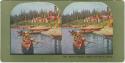 Natives in Canoes, Totems and Houses, Kasa-an, Alaska, in Color