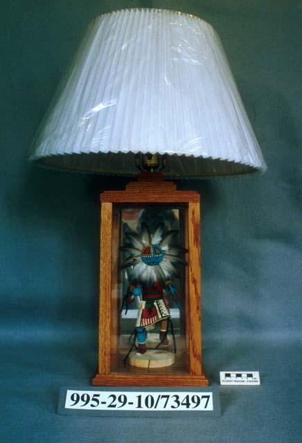 Tawa kachina lamp (A) with shade (B) and shade holder (C)