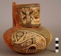 Pottery jar with spout - polychrome