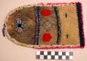 Small seal skin pouch trimmed with calico, wool & beads