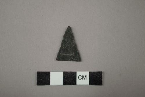 Archaeological, chipped stone, triangular points,black stone