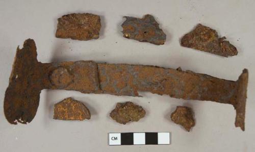 Ferrous metal unidentified fragments, 1 handle or strap fragment