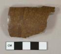 Brown and tan salt-glazed stoneware vessel body fragment, gray paste, undecorated