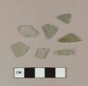 Aqua flat glass fragments; aqua bottle glass fragments