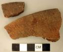 Ceramic, earthenware rim sherds, incised, one mended