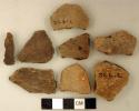 Ceramic, earthenware body sherds, undecorated and cord-impressed